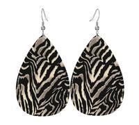 Lederohrringe, Damen-Ohrringe aus Kunstleder in Tropfenform, metallische Tropfenohrringe,Schwarze Zebra-Hautmuster