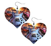 Lederohrringe mit magischer E-Gitarre, baumelnder Ohrhänger für Frauen, leichte Herz-Ohrringe, Schmuck, modischer Anhänger und Valentinstags-, Geburtstags-, Party-Geschenk