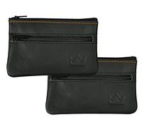 Lederprinz® | Schlüsseletui schwarz 2 Stück | echt Leder Schlüsseltasche Damen und Herren 3 Jahre erweiterte Garantie | Schlüsselmäppchen 2 Fächer | Handarbeit