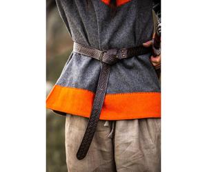 Lederringgürtel mit durchgehender keltischer Prägung Schwarz 150 cm