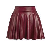 Lederrock Damen Faltenrock Höhe Taille Mini Rock 90er Jahre Outfit A Linie Skater Röcke Herbst Winter Minirock Disco Outfit PU Kurzer Rock Schwarz Faschingskostüme Karneval (L)