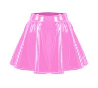 Lederrock Damen Faltenrock Kunstleder Damen PU Skort Lederröcke für Frauen PU Minirock Faux Leather Skirt Rock A Linie Rock Lederrock Kurz Kunstlederrock mit hoher Taille Clubwear (S)