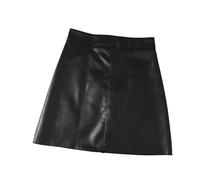 Lederrock Damen Leder-Minirock for Damen, A-Linie, kurz aus PU(Black,M)
