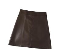 Lederrock Damen Leder-Minirock for Damen, A-Linie, kurz aus PU(Coffee,XL)