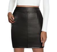 Lederrock Damen Schwarz Sexy Kurz Bodycon Minirock Leder Rock Lederoptik Bleistiftrock Party Enger Lederrock Schwarz S