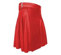 Lederrock Herren PU-Leder Schottischer Kilt Gothic Punk Schottischer Mittellanger Rock Festival Kilt Mode Kunstleder Plissee Traditioneller Highland Kilt