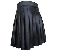 Lederrock Herren Schottischer Rock Männer Mittellanger Rock Schwarz Skirt Klassischer Rock Goth PU Leder Faltenrock Schottische Kleid-Traditionelle Kampf-Punk-Goth Kilt-Hochland-Rock