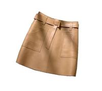 Lederrock Kurzer Rock aus Leder mit hoher Taille und A-Linie(1,M)