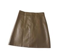Lederrock Leder-Minirock for Damen, A-Linie, kurz aus PU(Khaki,XL)