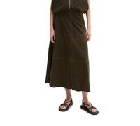 Lederrock MARC O'POLO "aus weichem Ziegenveloursleder", Damen, Gr. 42, mossy earth, Obermaterial: 100% Leder. Futter: 100% Polyester, unifarben, normal wadenlang, Röcke (45830464-42) mossy earth