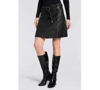 Lederrock MAURITIUS "GWHalie", Damen, Gr. S, schwarz, Obermaterial: 100% Schafsleder. Futter: 100% Polyester, unifarben, regular fit knieumspielend, Röcke, mit Flechtgürtel (18917741-S) schwarz