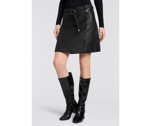 Lederrock MAURITIUS "GWHalie", Damen, Gr. S, schwarz, Obermaterial: 100% Schafsleder. Futter: 100% Polyester, unifarben, regular fit knieumspielend, Röcke, mit Flechtgürtel (18917741-S) schwarz