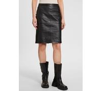 Lederrock MAURITIUS "GWSwante LNV", Damen, Gr. XXL, schwarz, Obermaterial: 100% Schafsleder. Futter: 100% Polyester, unifarben, gerade kniefrei, Röcke, klassische/ schmale Form, Ziernähte (61872120-XX