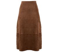 Lederrock MAURITIUS "MWLioba", Damen, Gr. XXXL(46), braun (whiskey), Obermaterial: 100% Schafsleder. Futter: 100% Polyester, unifarben, wadenlang, Röcke, in Midi-Länge mit dekorativen Teilungsnähten (