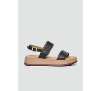 Ledersandalen mit Kontrast-Detail und Plateausohle 37 schwarz 6010231.090.37