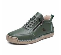 Lederschuhe Damen Herren Herbst und Winter Boots Schnür BarfußSchuhe mit Reißverschluss rutschfest Plateauschuhe Casual Breite Füße Mokassins Bequeme Frauen Stiefel