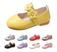 Lederschuhe Mädchen Prinzessin Schuhe mit Klettverschluss Blumen Ballerina Helle Sohle Süße Mary Jane Weiche Flache Schuhe Elegante Ballerinas Uniformschuhe