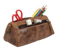 Ledershop24 Geschenkset - exklusiver Schlüsselanhänger + Greenland Nature Stifteetui Federmappe Mäppchen Schlamperrolle Stiftemappe Stiftköcher Griffelmappe braun Leder 18,5 cm (braun Büffelleder)