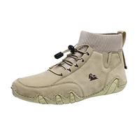 Lederstiefel für Herren, Übergröße, wasserdicht, rutschfest, stoßdämpfend, Sneaker, Wandern, Outdoor, Trekking, Stiefeletten, modisch, vielseitig, hohe Schuhe mit niedlichem Muster, Herbst und Winter,