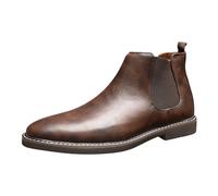 Lederstiefel Herren High Top Stiefeletten Spitze Zehe Lederschuhe Slip On Stiefel Elegante Klassiche Anzugschuhe KnöChelhoch Boots Oxford-Schuhe Bequeme Casual Shoes Ohne SchnüRsenkel Freizeitschuhe