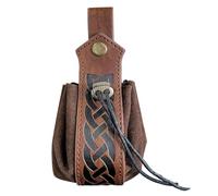 Ledertasche mit Kordelzug, kleine Geldbörse aus PU-Leder, Vintage-Gürteltasche für den täglichen Gebrauch, Cosplay, Schlüssel, Schmuck, Karten, Reisen, Outdoor, Mittelalter-Stil, dunkelbraun, Refer to