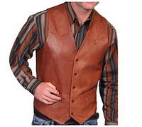 Lederweste Herren Wildleder Biker Trucker Weste Freizeitweste Leder Kutte Braun Druckknöpfe Wildleder Leder Weste Cowboy Ärmellose Jacke Slim Fit Hochzeit Weste Größen Outdoorjacke Strickpullover