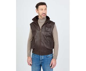 Lederweste JCC "BigVest2", Herren, Gr. 60, braun (schwarz braun), Obermaterial: 100% Lammleder, Westen (99646864-60) schwarz braun