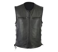 Lederweste Weste Kutte Leder Biker Rocker Motorrad Clubweste Bikerweste Motorradweste,Schwarz
