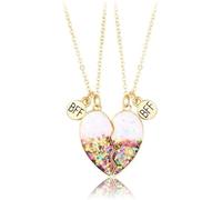LEDSHLIU Freundschafts-Anhänger-Halsketten-Set Best Friends-Kette, BFF-Halskette, Herz Lila Freundschaftskette für 2 Mädchen, Geburtstagsgeschenk für beste Freunde