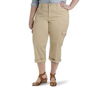 Lee Austyn Damen Cargo-Caprihose, Übergröße, entspannte Passform, Strick, Taille, Café, 48 Mehr