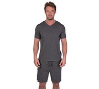 Lee Cooper Herren Light and Shade Mens Modal V Hals Top En Short Bottoms Pyjamaset, Holzkohle Mergel, 2XL EU