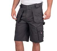 Lee Cooper LCSHO810 Dreifach genähte Holstertasche und Multi-Tool-Taschen für Herren, Cargo-Arbeits-Sicherheitsshorts, Grau, 36 W