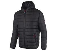 Lee Cooper Workwear Herren-Steppjacke mit durchgehendem Reißverschluss, Thermo-Arbeitskleidung, mit Kapuze, gepolstert, Schwarz, L