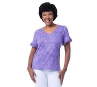 Lee Damen Rüschen, kurzärmelig, V-Ausschnitt T-Shirt, Veilchen, X-Groß