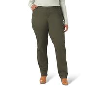 Lee Damen Faltenfreie, Lockere Passform, Gerades Bein Hose, Frontier Olive, 48