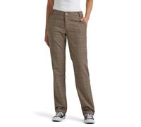 Lee Damen Wrinkle Free Relaxed Fit Straight Leg Pant Hose, Strohkaro, 38 Kurz