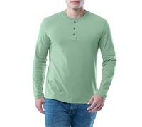 Lee Herren Langärmeliges t-Shirt aus Weicher Gewaschener Baumwolle Henley-Hemd, Basil, L