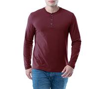 Lee Herren T-Shirt, langärmelig, weich, Gewaschene Baumwolle Henley-Hemd, Rhabarberfarben, 3X-Groß