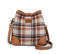 Lee, karierte Eimertasche für Damen, Umhängetasche, Handtasche, mit verstellbarem, abnehmbarem Riemen