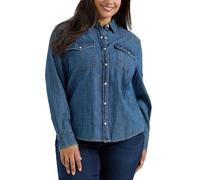 Lee Legendäres Langarm-Western-Hemd für Damen, Übergröße, mit Druckknöpfen, Understated Ground, 3X