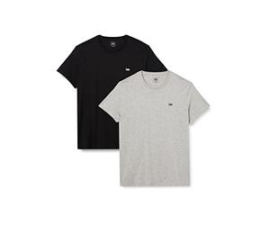 Lee Mens Twin Pack Crew T-Shirt, Black/Grey, L