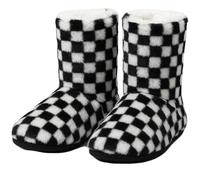 Leedya Hausschuhe für Damen, Winter, hergestellt in Italien, weich und warm, aus Sherpa-Fleece, rutschfeste Sohle und umhüllendes Design, sehr bequem, für den Winter, Schachbrett Weiß Schwarz, 35/38