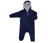 Leela Cotton Baby Fleece-Wendeoverall aus reiner Bio-Baumwolle, Marineblau/Beige-Melange, 62/68