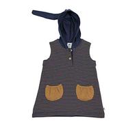 Leela Cotton Baby Kinder Tunika mit Spitz Kapuze Bio-Baumwolle Kapuzenkleid Mädchen (98/104, ingwer/Indigo)