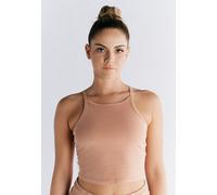 Leela Cotton Damen Crop Tops Bio-Baumwolle mit integriertem Bustier Sport BH Cafe Crema S