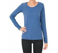 Leela Cotton Damen Langarmshirt 5 Farben Bio-Baumwolle Oberteil T-Shirt blau S
