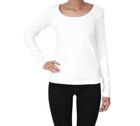 Leela Cotton Damen Langarmshirt Rundhals 5 Farben Bio-Baumwolle T-Shirt 4412 naturweiß M