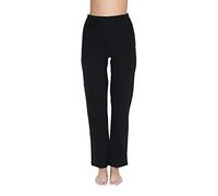 Leela Cotton Damen Sporthose Hose Bio-Baumwolle Umschlagbund Trainingshosen Fitnesshose Yoga Pilates (DE/NL/SE/PL, Alphanumerisch, M, Regular, Regular, Schwarz)