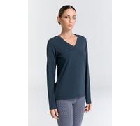 Leela Cotton Damen V-Neck Langarmshirt Navy XL