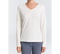 Leela Cotton Damen V-Neck Langarmshirt Naturweiß XL